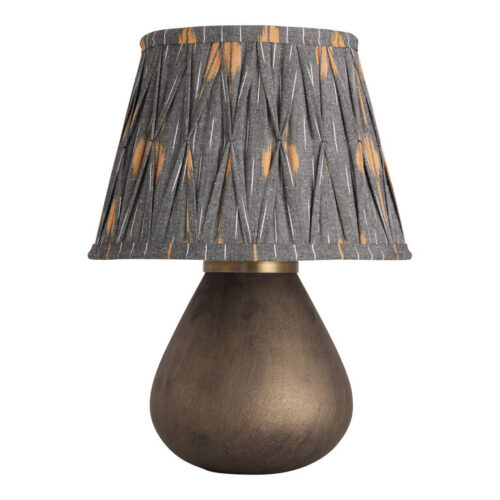 Antique Nickel Glass Teardrop and Pleated Shade Table Lamp