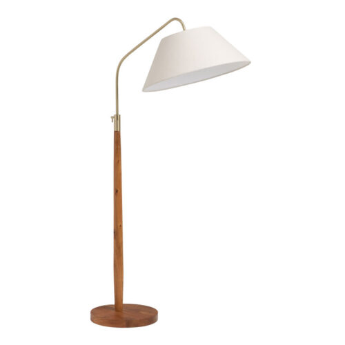 Beck Wood and Brass Adjustable Arc Empire Shade Floor Lamp