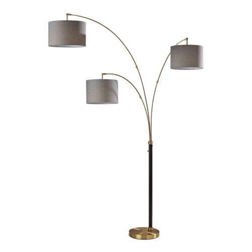 Bergen Black Metal 3 Light Adjustable Arc Floor Lamp