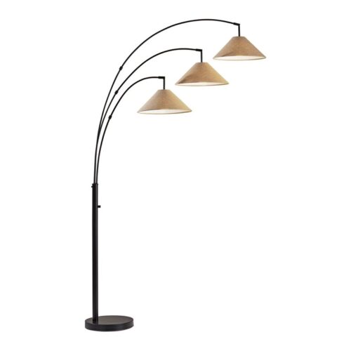 Braxton Metal 3 Light Cone Shade Adjustable Arc Floor Lamp