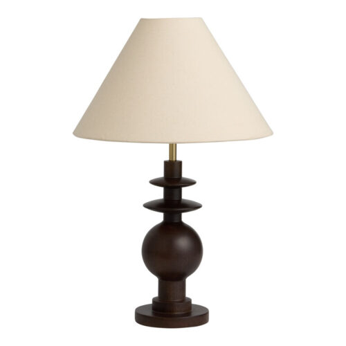 Charlie Blackened Wood Geo Textured Empire Shade Table Lamp