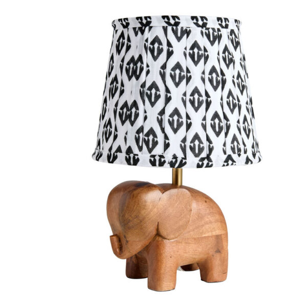 Chidi Carved Wood Elephant Shaped Pleated Shade Accent Lamp Chidi Carved Wood Elephant Shaped Pleated Shade Accent Lamp