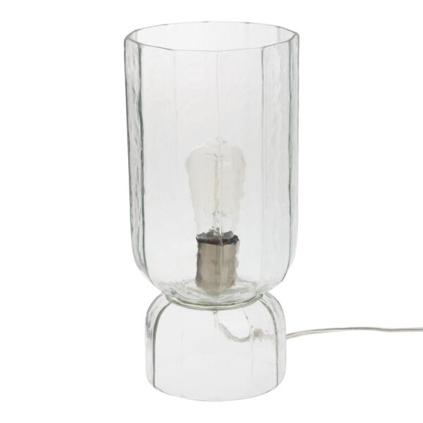 Clear Glass Textured Cylinder Faceted Up Light Table Lamp Clear Glass Textured Cylinder Faceted Up Light Table Lamp