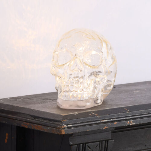 Clear Resin Skull LED Light Up Decor
