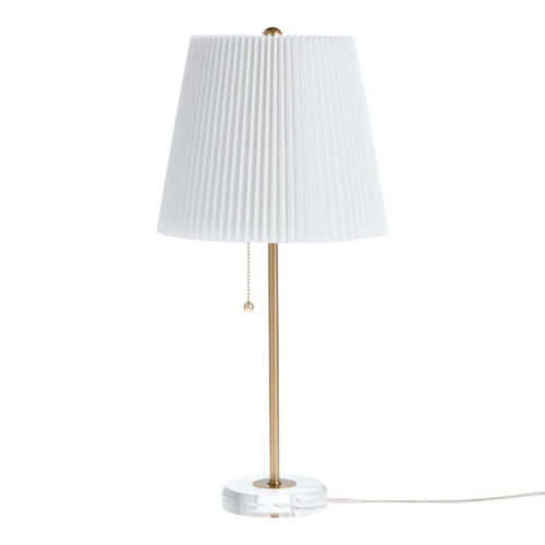 Colson Crystal Glass and Gold Metal Pleated Shade Table Lamp