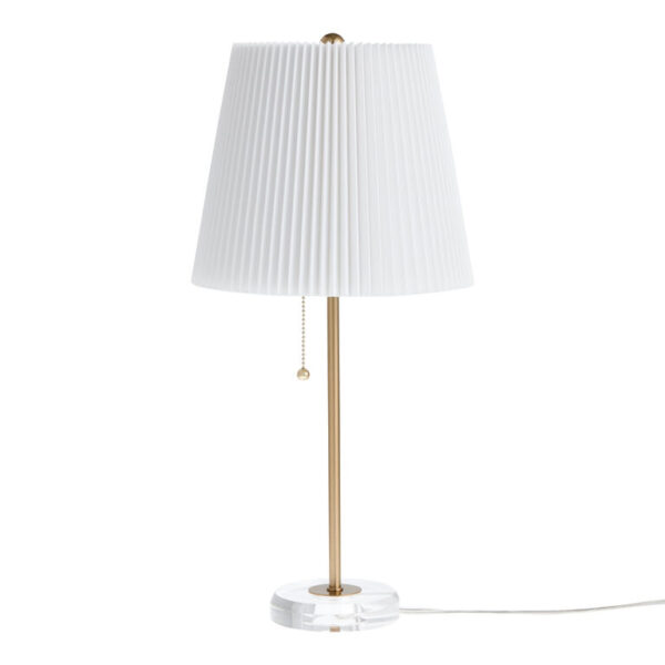 Colson Crystal Glass and Gold Metal Pleated Shade Table Lamp Colson Crystal Glass and Gold Metal Pleated Shade Table Lamp