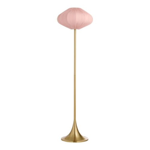 Cosette Gold Metal Tulip and Pleated Lantern Shade Floor Lamp