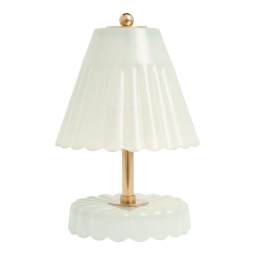Daisy White Blown Glass Scalloped Empire Shade Accent Lamp