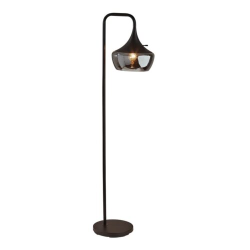 Eliza Black Metal And Smoked Glass Floor Lamp