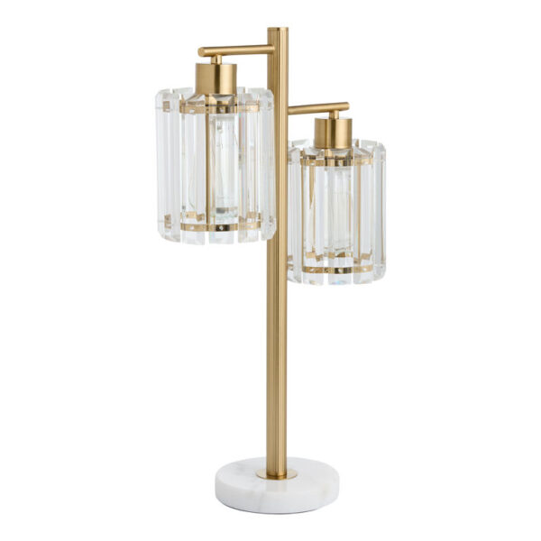 Finley Marble and Crystal Glass Fluted 2 Light Table Lamp Finley Marble and Crystal Glass Fluted 2 Light Table Lamp