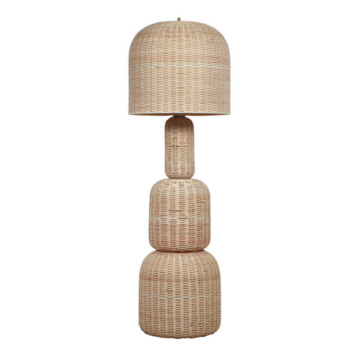 Grace Handwoven Natural Rattan Tiered Dome Floor Lamp