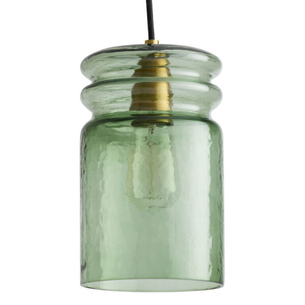 Green Glass Cylinder Textured Pendant Lamp