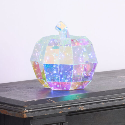 Iridescent Prismatic Pumpkin LED Light Up Decor