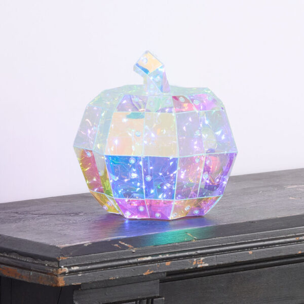 Iridescent Prismatic Pumpkin LED Light Up Decor Iridescent Prismatic Pumpkin LED Light Up Decor