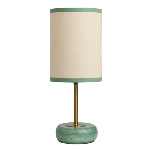 Jade Green Faux Stone and Golden Brass Table Lamp