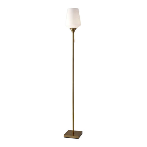 Jefferson Antique Brass and Opal Glass Floor Lamp