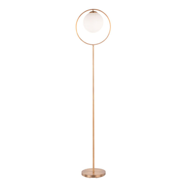 Kane Gold Circle And White Sphere Floor Lamp Kane Gold Circle And White Sphere Floor Lamp