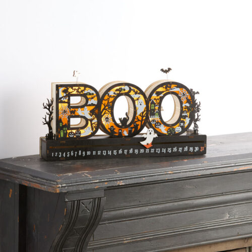 Laser Cut Wood Boo Halloween Countdown LED Light Up Decor