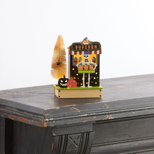 Laser Cut Wood Halloween Popcorn Booth LED Light Up Decor