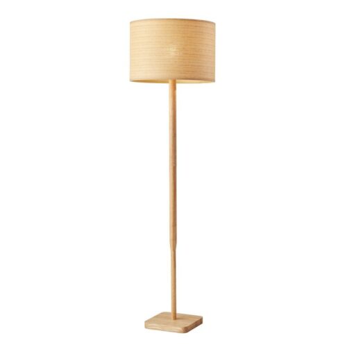 Latimer Wood and Natural Fiber Woven Floor Lamp
