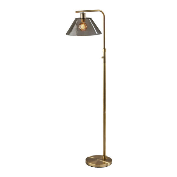 Lune Gray Smoked Glass Dome and Antique Brass Floor Lamp Lune Gray Smoked Glass Dome and Antique Brass Floor Lamp