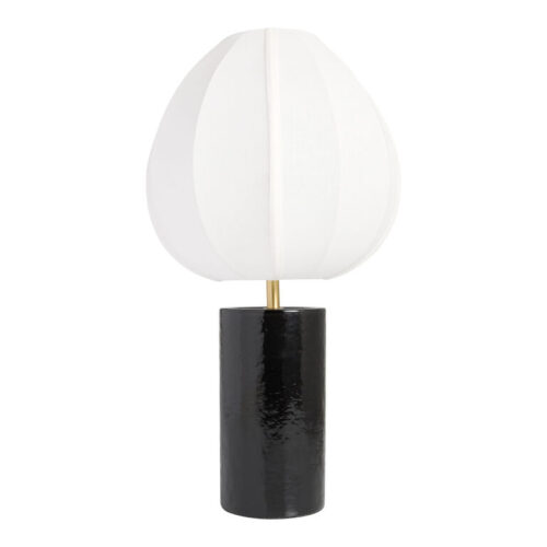 Mariko Black Glass Cylinder and White Lantern Table Lamp