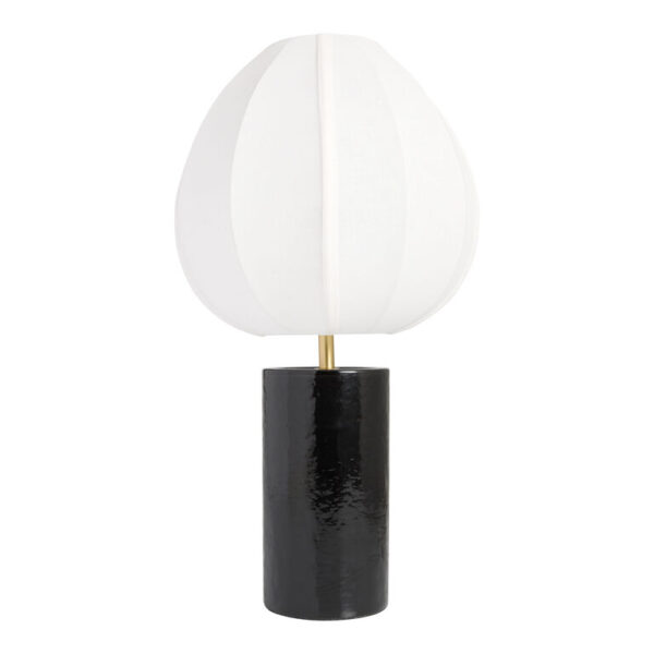 Mariko Black Glass Cylinder and White Lantern Table Lamp Mariko Black Glass Cylinder and White Lantern Table Lamp