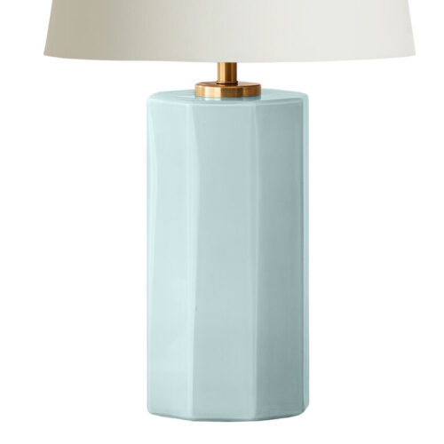 Milky Blue Glass Faceted Pillar Table Lamp Base
