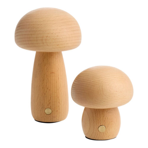 Natural Wood Mushroom Shaped LED Portable Night Light