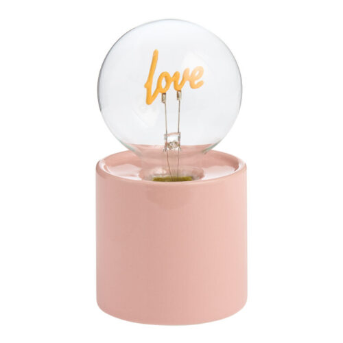 Neon Yellow Love Pink Ceramic Edison Style LED Portable Lamp