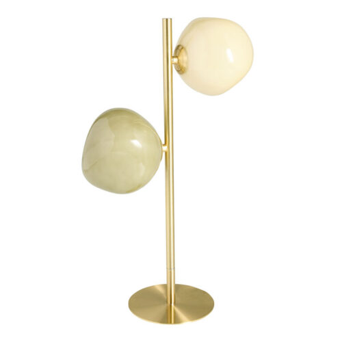 Orla Bicolor Blown Glass Orb and Brass 2 Light LED Table Lamp