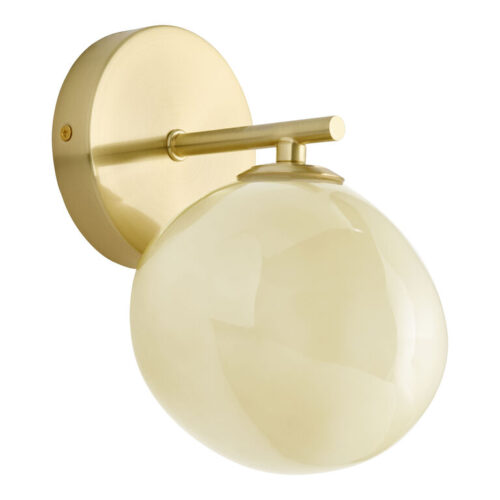 Orla Cream Blown Glass Orb and Brass LED Wall Sconce