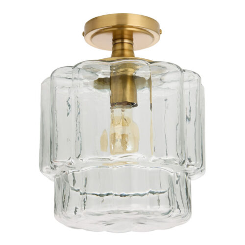 Serena Handblown Glass Ribbed Flush Mount Ceiling Light