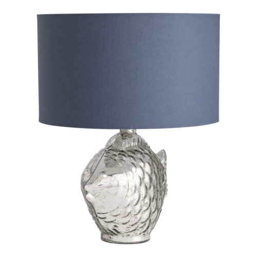 Silver Mercury Glass Scalloped Fish Shaped Table Lamp