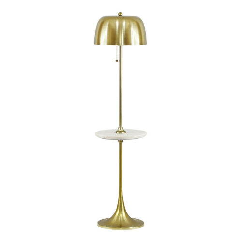 Theodore Gold Steel Tulip Floor Lamp with White Marble Shelf