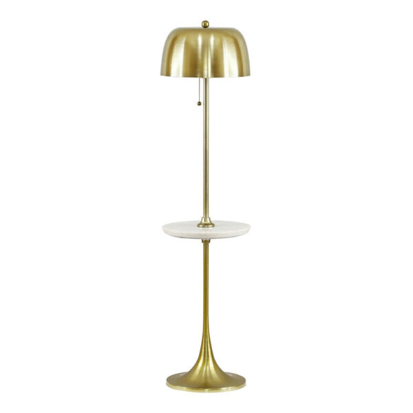 Theodore Gold Steel Tulip Floor Lamp with White Marble Shelf Theodore Gold Steel Tulip Floor Lamp with White Marble Shelf