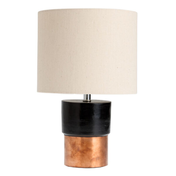 Toshi Black Wood and Tonal Copper Stacked Table Lamp Toshi Black Wood and Tonal Copper Stacked Table Lamp