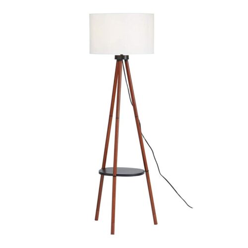 Walnut Tripod Floor Lamp With Shelf