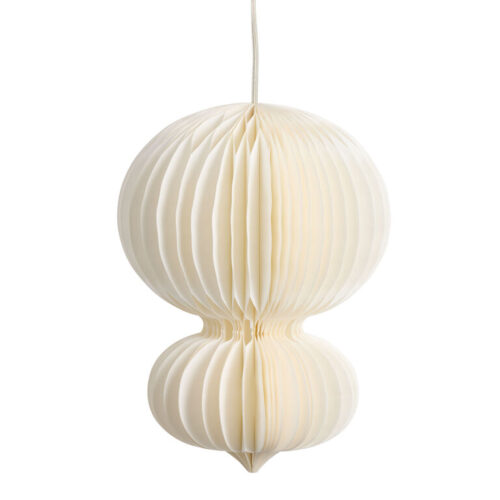 White Pleated Paper Finial Collapsible Hanging Lantern