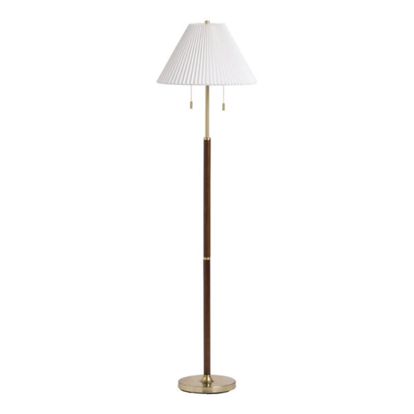 Wiley Black Wood and Brass Fluted Empire 2 Light Floor Lamp Wiley Black Wood and Brass Fluted Empire 2 Light Floor Lamp