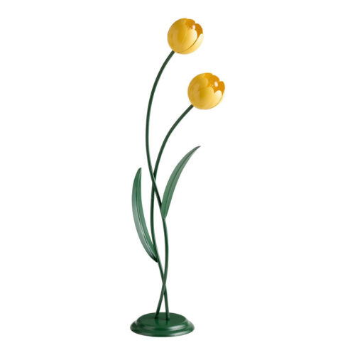 Yellow Metal Tulip Figural 2 Light Floor Lamp