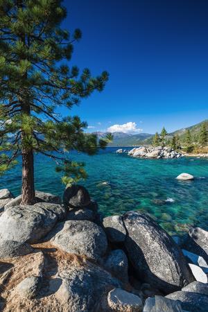 Boulders and cove at Sand Harbor State Park, Lake Tahoe, Nevada USA - Photographic Print, 8x12