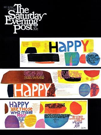 "Happy Collage," Saturday Evening Post Cover, December 28, 1968 - Giclee Print, 12x16