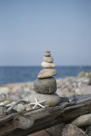 Stone Tower, Sea, Beach, Starfish - Photographic Print, 8x12