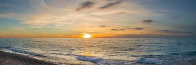 Sunset over Lake Michigan, Benzie County, Frankfort, Michigan, USA - Photographic Print, 24x8