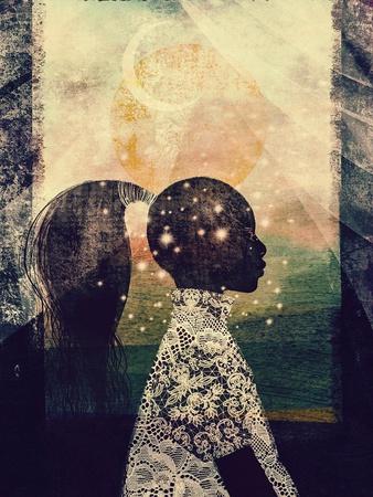 The Sun, Stars and Moon - Wall Art Print, 12x16